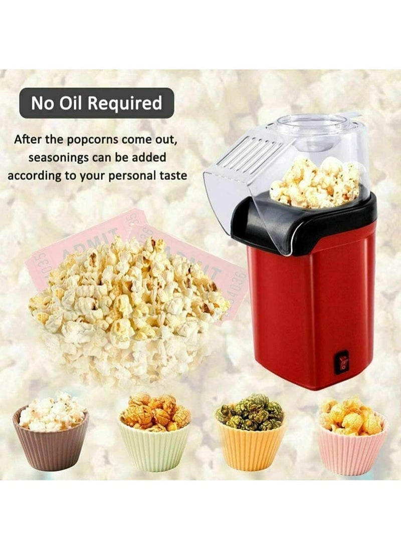 Hot Air Popcorn Maker Machine Mini Home Popcorn Maker with Measuring Cup and Removable Lid No Oil Needed Air Popcorn Popper for Home Family Movie TV, Party