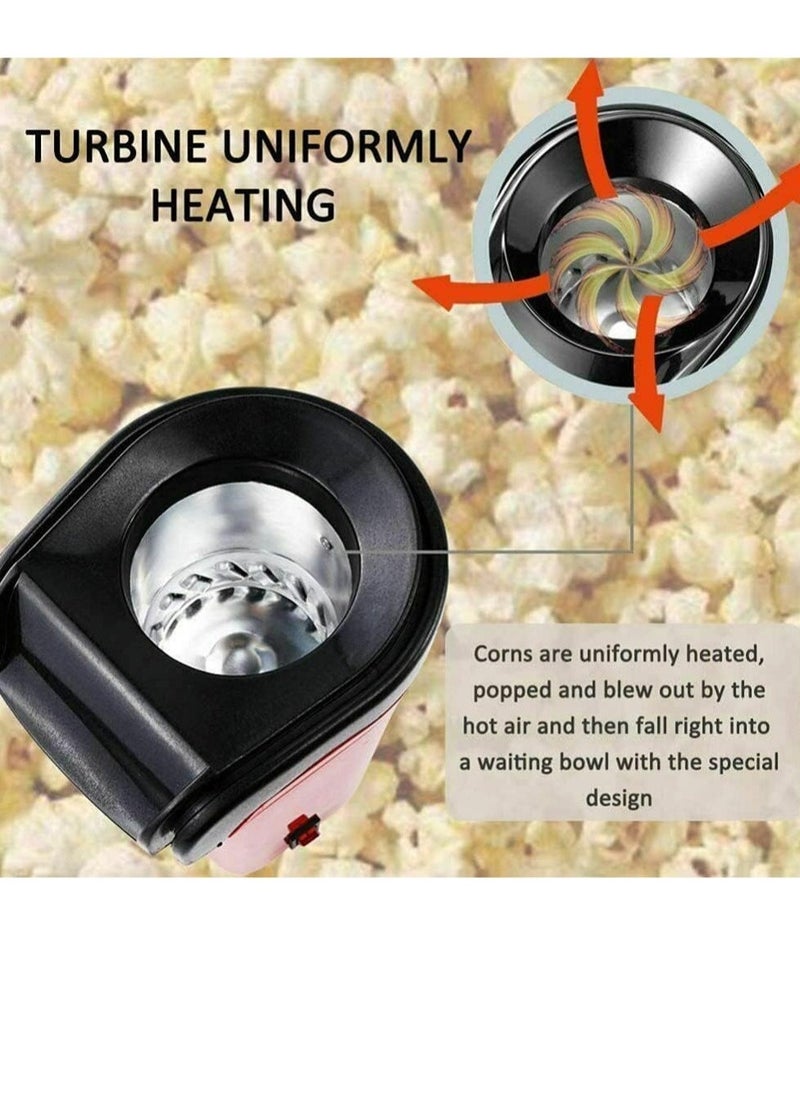 Hot Air Popcorn Maker Machine Mini Home Popcorn Maker with Measuring Cup and Removable Lid No Oil Needed Air Popcorn Popper for Home Family Movie TV, Party