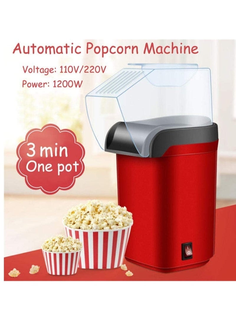 Electric Corn Popcorn Maker Household Diy Automatic Mini Hot Air Popcorn Making Machine 1200W Home Kitchen Kids Gift