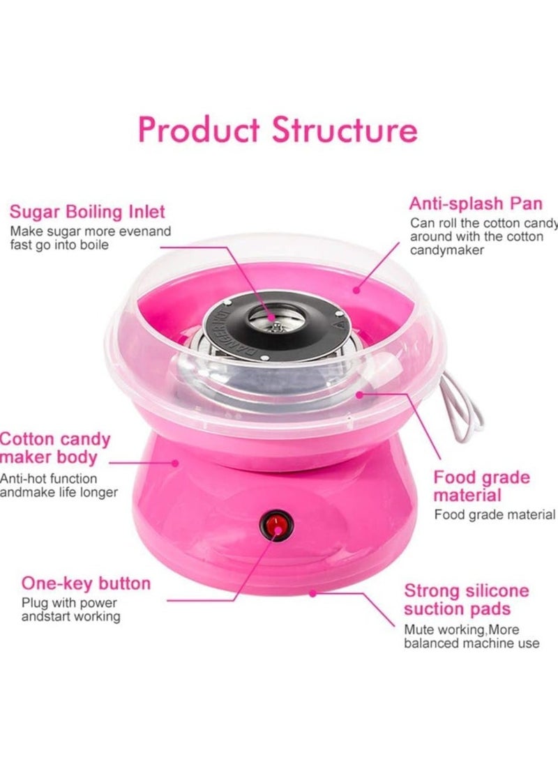 Electric DIY Sweet Cotton Candy Maker Portable Cotton Sugar Floss Machine Girl Boy Gift Children's Day Marshmallow Machine,Pink