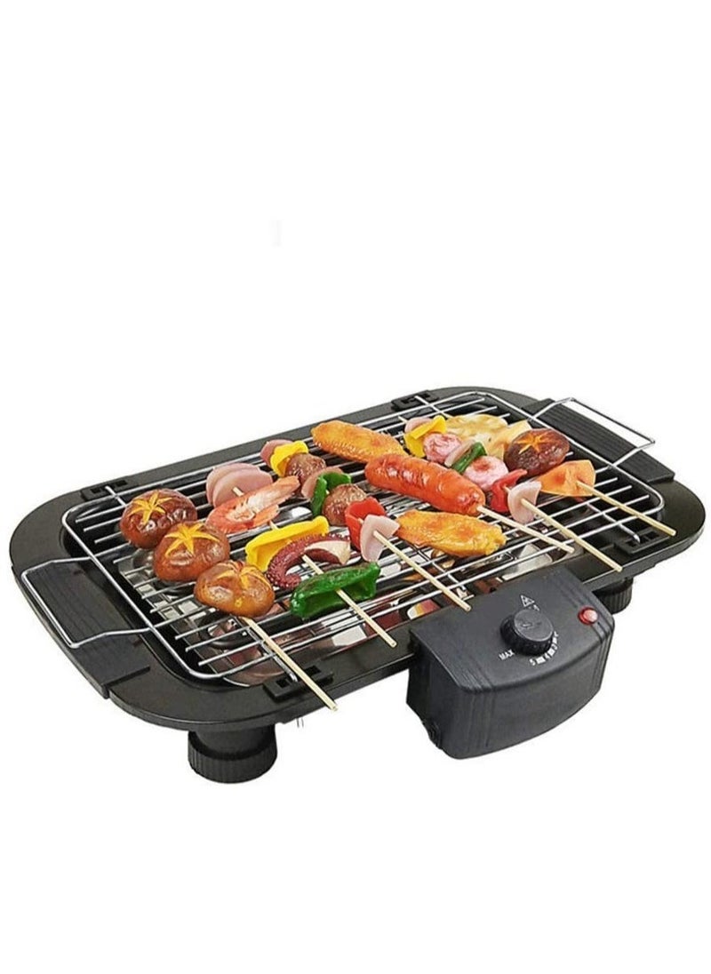 Smokeless Indoor/Outdoor Electric Grill Portable Tabletop Grill Kitchen BBQ Grills Adjustable Temperature Control,Removable Water Filled Drip Tray,2000W,Black（EU Plug）