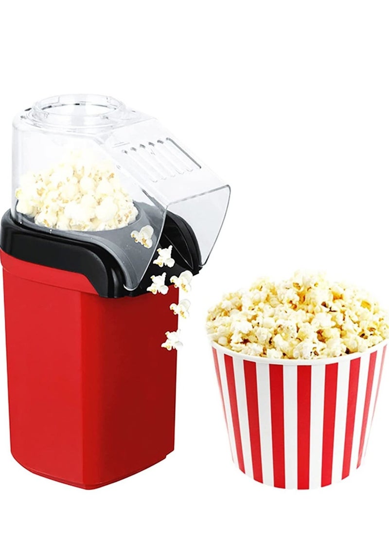 Hot Air Popcorn Popper Maker With Measuring Cup To Portion Popping Corn Kernels + Melt Butter 1400 W DAPP150V2RD04 Red