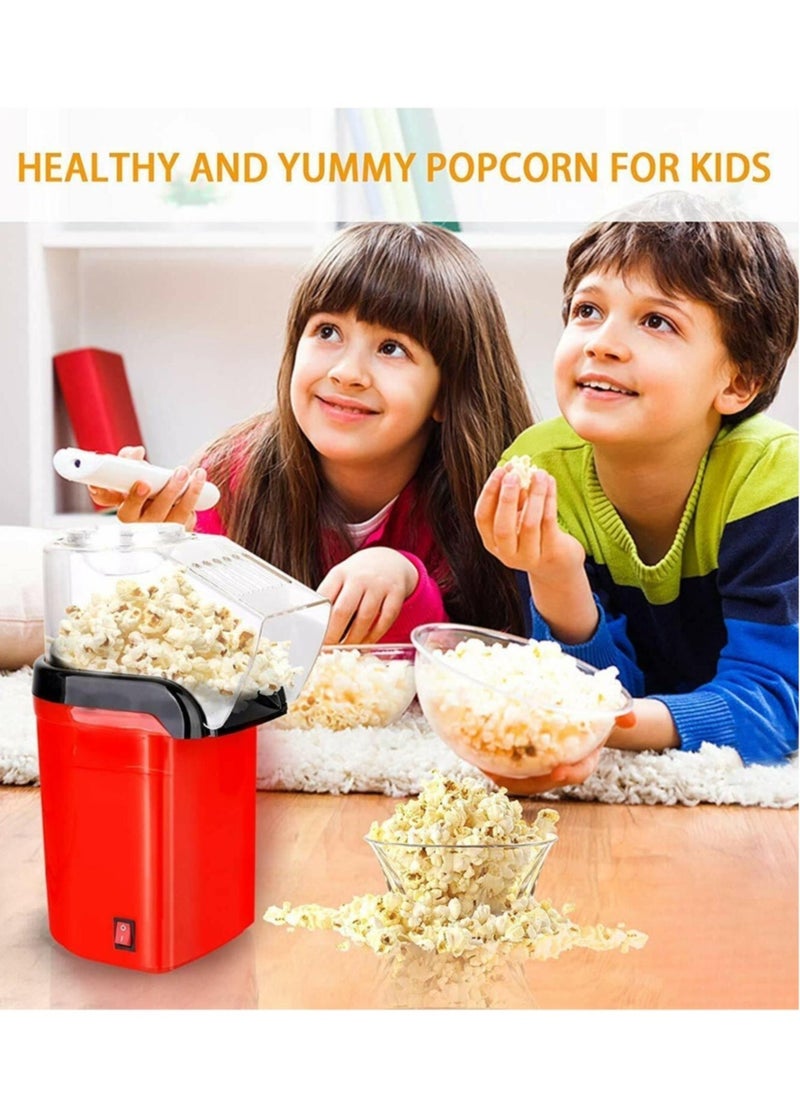 Hot Air Popcorn Popper Maker With Measuring Cup To Portion Popping Corn Kernels + Melt Butter 1400 W DAPP150V2RD04 Red