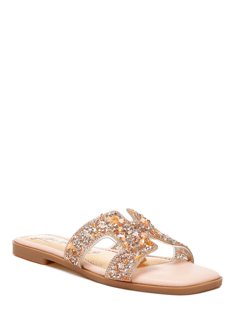 Pink Rhinestone Detail Cut-Out Flats