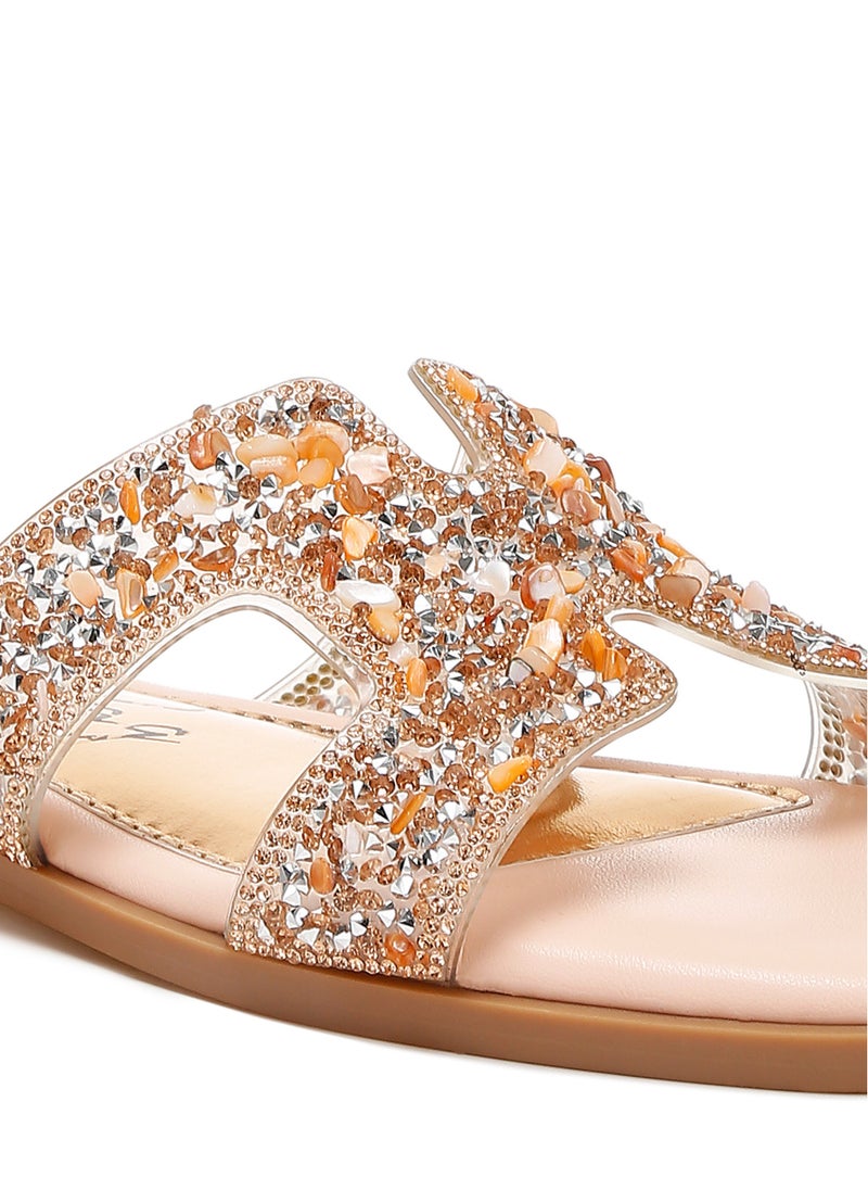 Pink Rhinestone Detail Cut-Out Flats