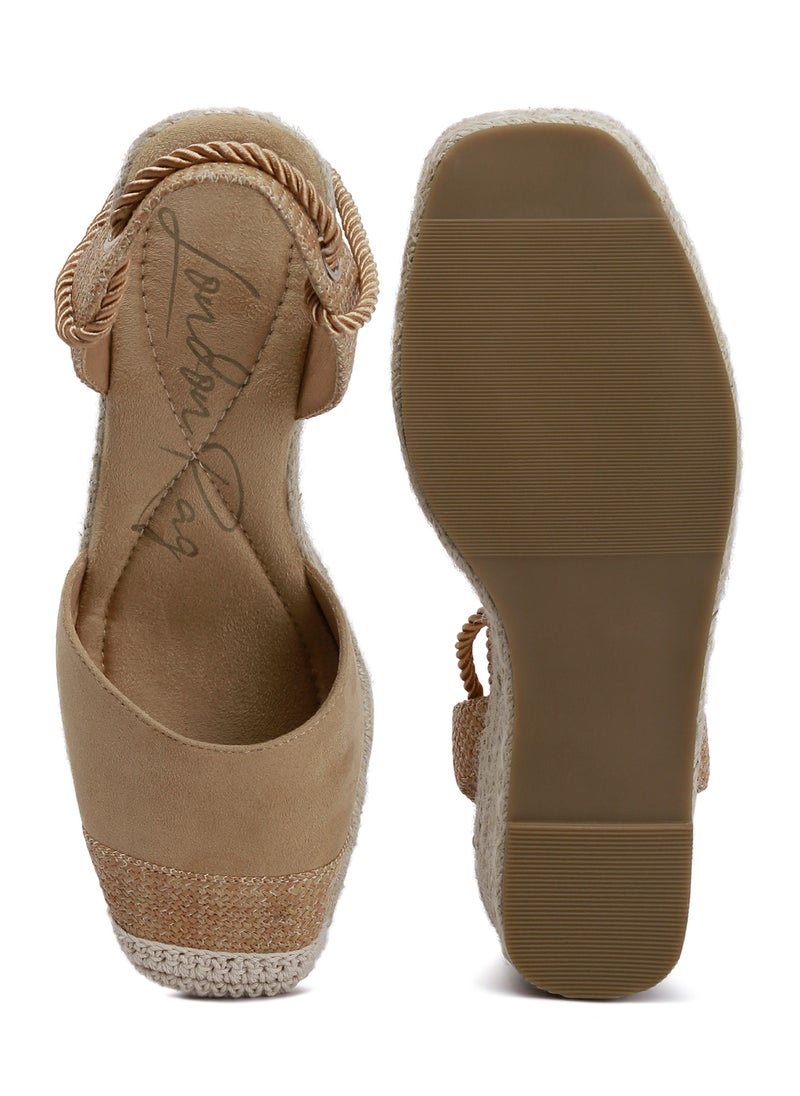 Lace-Up Crochet Espadrilles in Tan