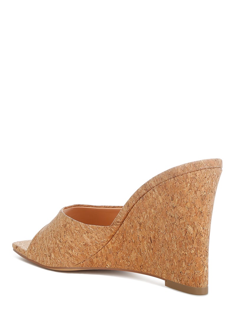 Cork Wedge Sandals in Natural