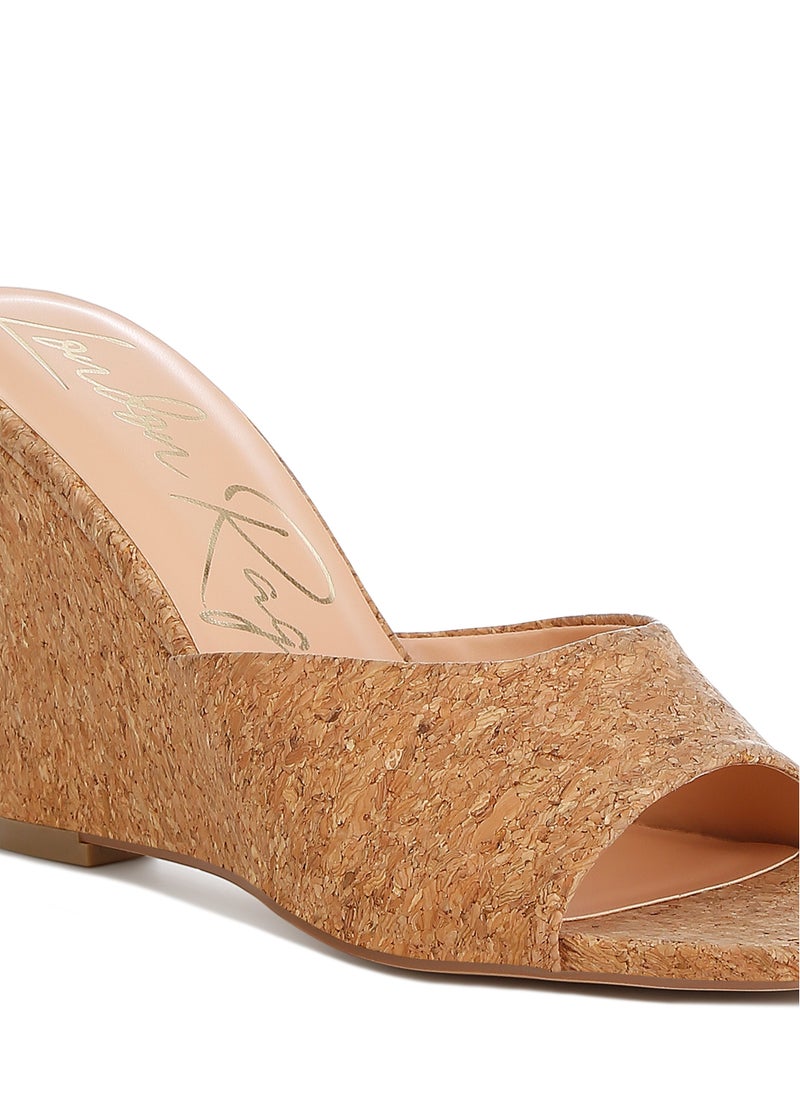 Cork Wedge Sandals in Natural