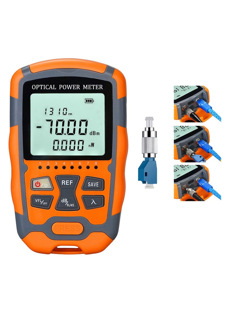 Portable Fiber Optic Tester with Power Meter and Visual Fault Locator, Universal Interface FC/SC/ST, Includes 10mW VFL and FC to LC Adapter