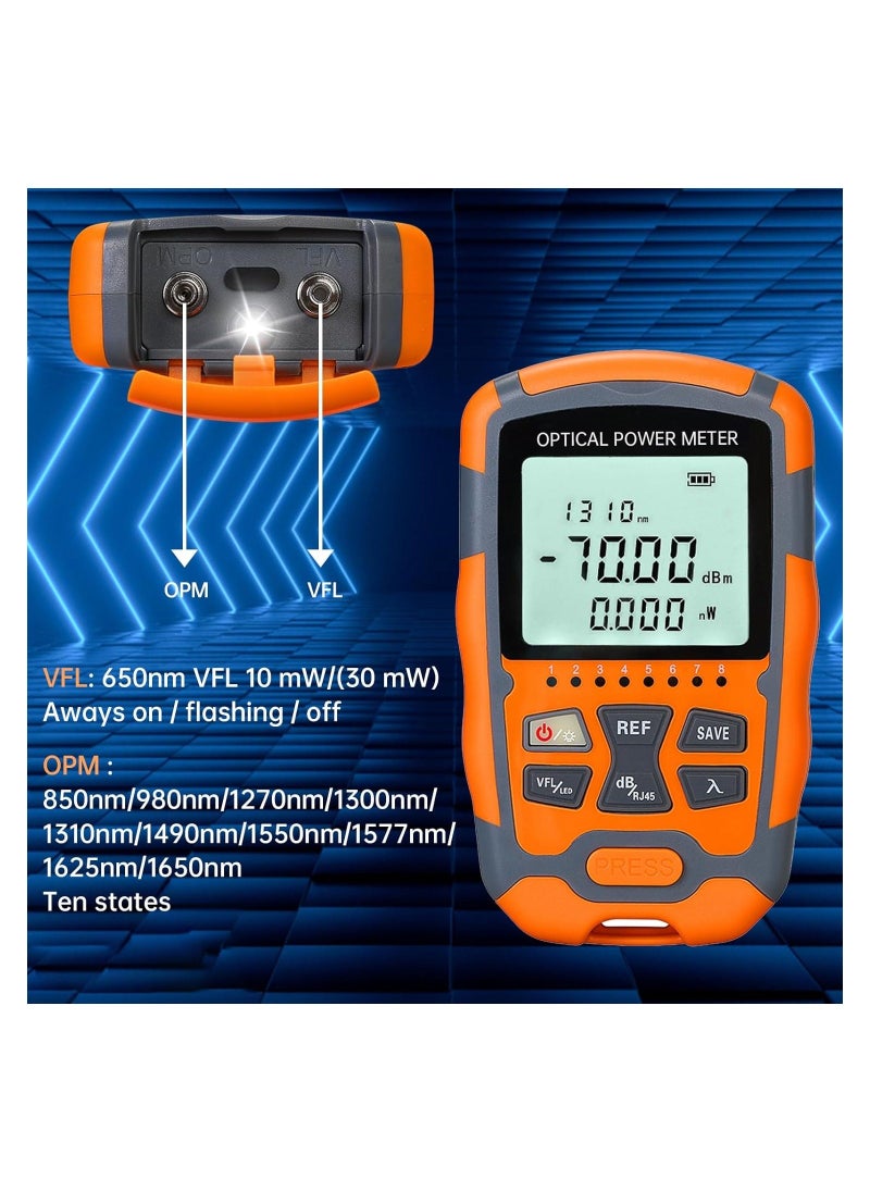 Fiber Optic Tester, 4 In 1 Function Portable Fiber Light Power Meter, Fc/Sc/St Universal Interface Fiber Tester, Built-In 10mw Visual Fault Locator (Opm&Vfl), High Measurement Accuracy