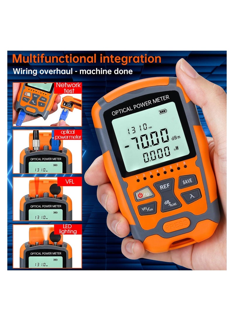 Fiber Optic Tester, 4 In 1 Function Portable Fiber Light Power Meter, Fc/Sc/St Universal Interface Fiber Tester, Built-In 10mw Visual Fault Locator (Opm&Vfl), High Measurement Accuracy