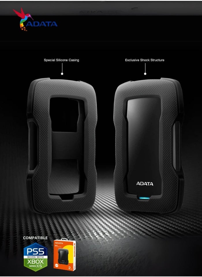 HD330 2TB External HDD | Anti-Shock Hard Drive | Black | Compitable with PS5 and XBOX