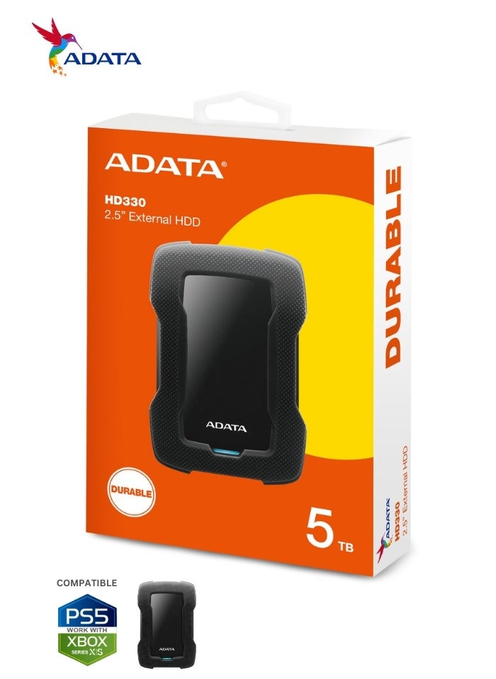 HD330 5TB External HDD | Anti Shock Hard Drive | Black | Compitable with PS5 and XBOX
