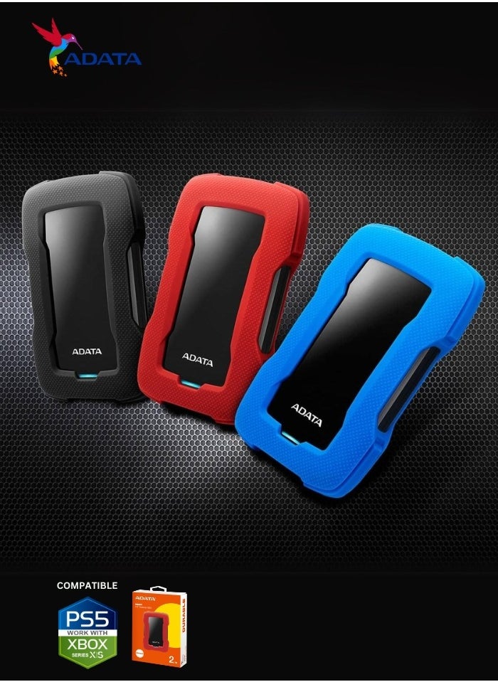 HD330 2TB External HDD | Anti-Shock Hard Drive | Red | Compitable with PS5 and XBOX