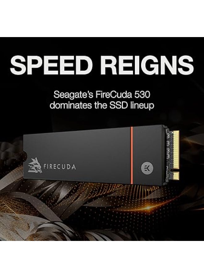 FireCuda 530, 2TB, Internal SSD, M.2 PCIe Gen4 ×4 NVMe 1.4, transfer speeds up to 7400 MB/s, 3D TLC NAND, 2550TBW, Heatsink, for PS5/PC ZP2000GM3A023 2 TB