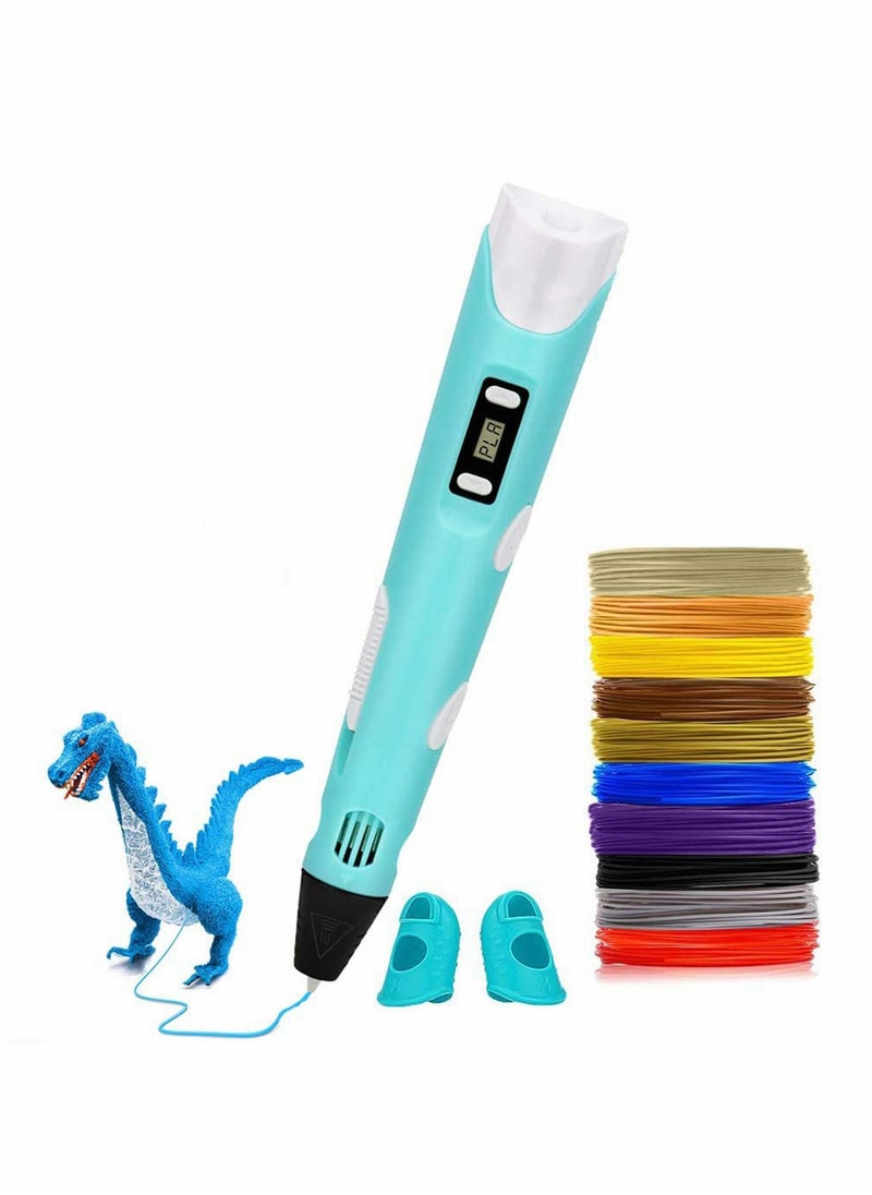 3D Drawing Pen With Display And Adjustable Speed And Temperature, with 12 Colors Filament, Holiday Christmas Toys Gifts for Kids