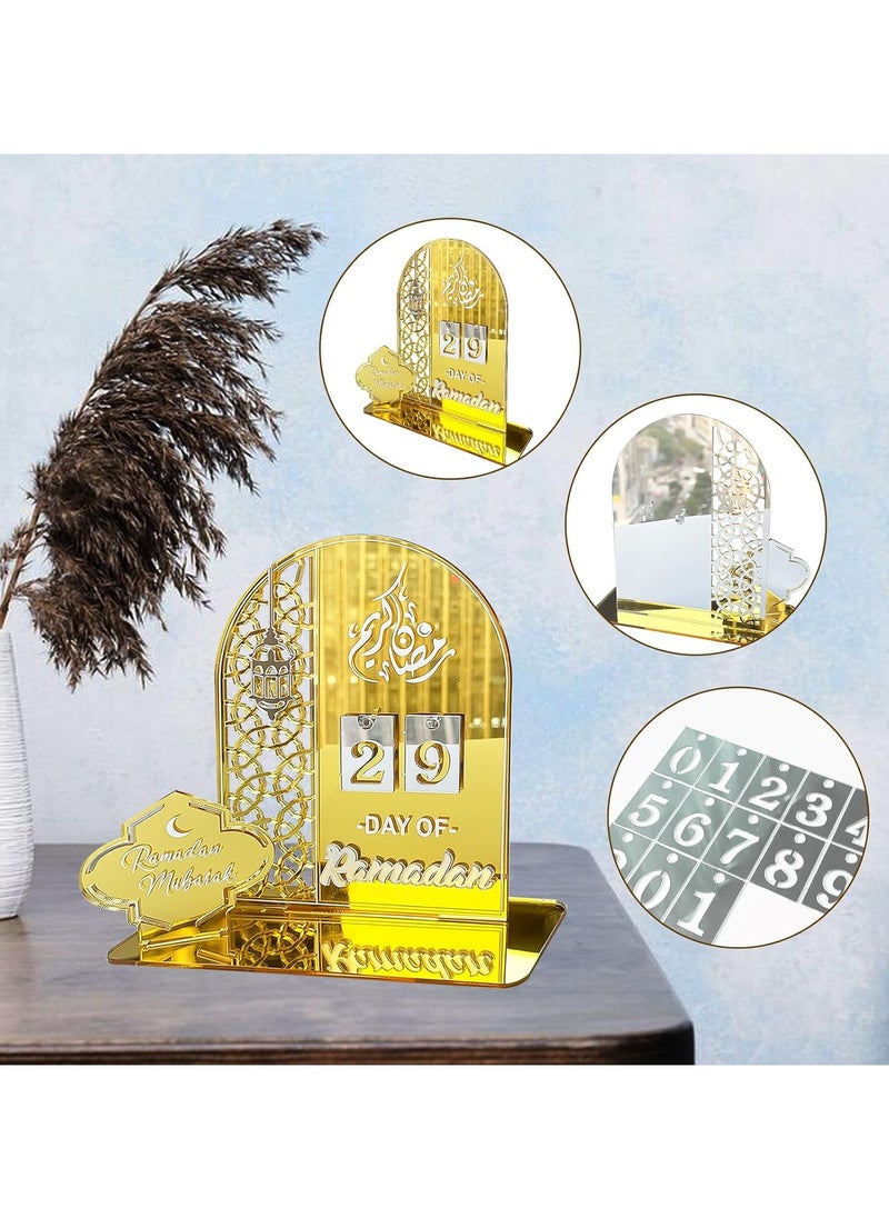 Ramadan Advent Calendar - Wooden Countdown Calendar with Gold Accents for Eid Ramadan Decor and Gifts