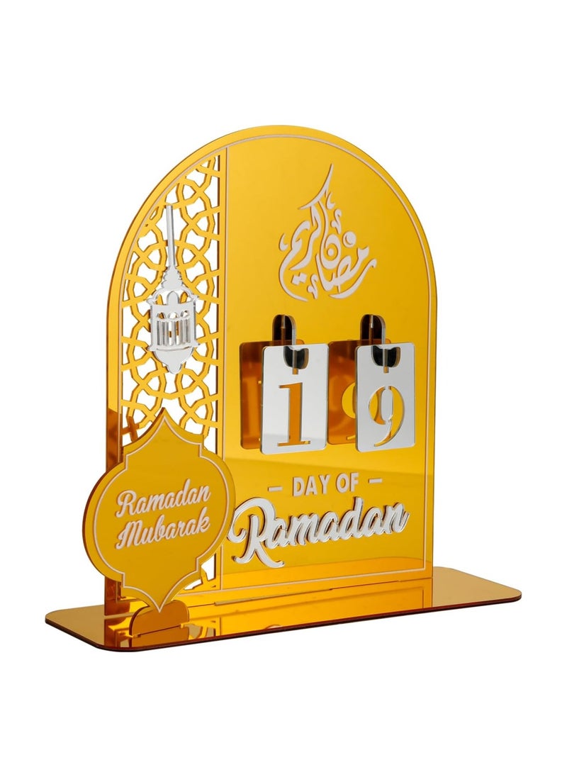Ramadan Countdown Calendar - Gold Acrylic Eid Mubarak Advent Calendar for Ramadan Decor and Kids' Gifts