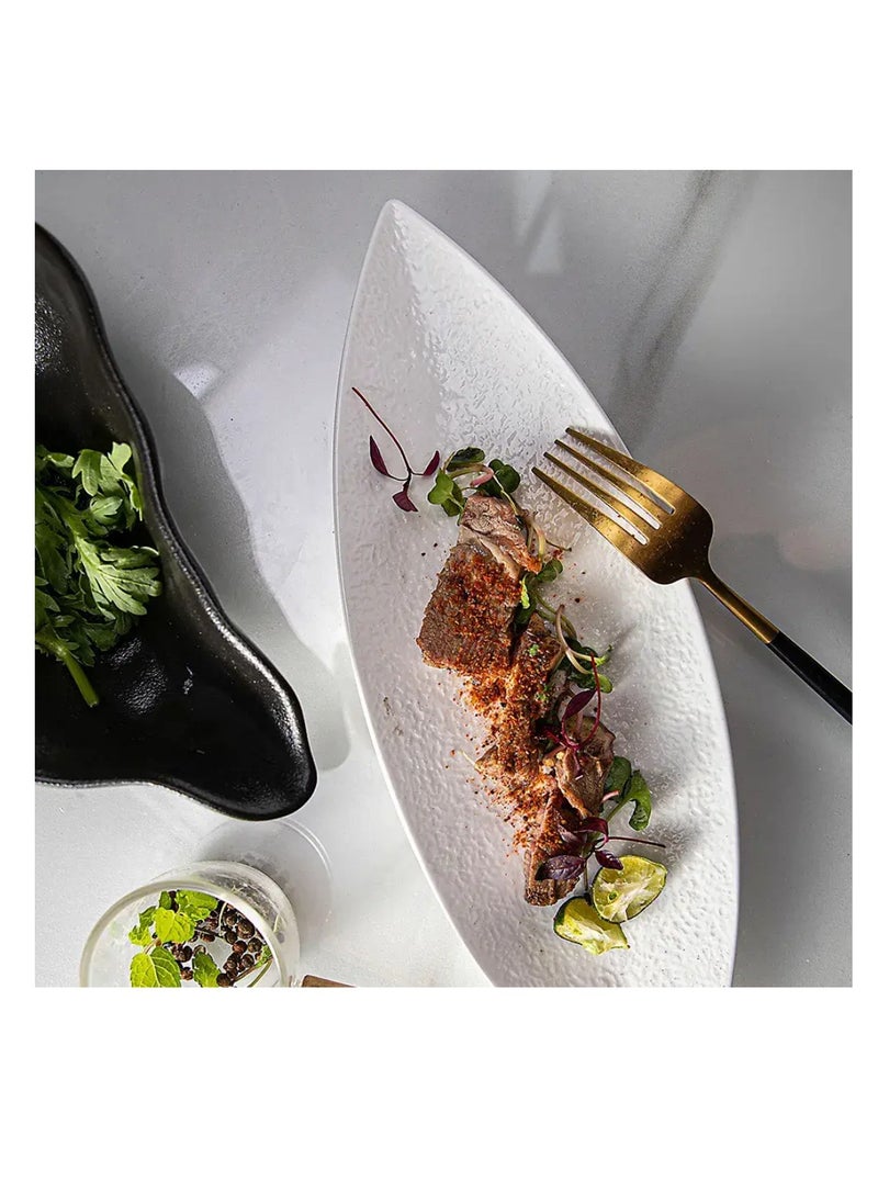 MAAC Home  White Leaf Serving Dish Elegant Durable and Classic design Perfect for Family Everyday Use, and Family Get- Together, Restaurant, Banquet and More (Set of 4, 13