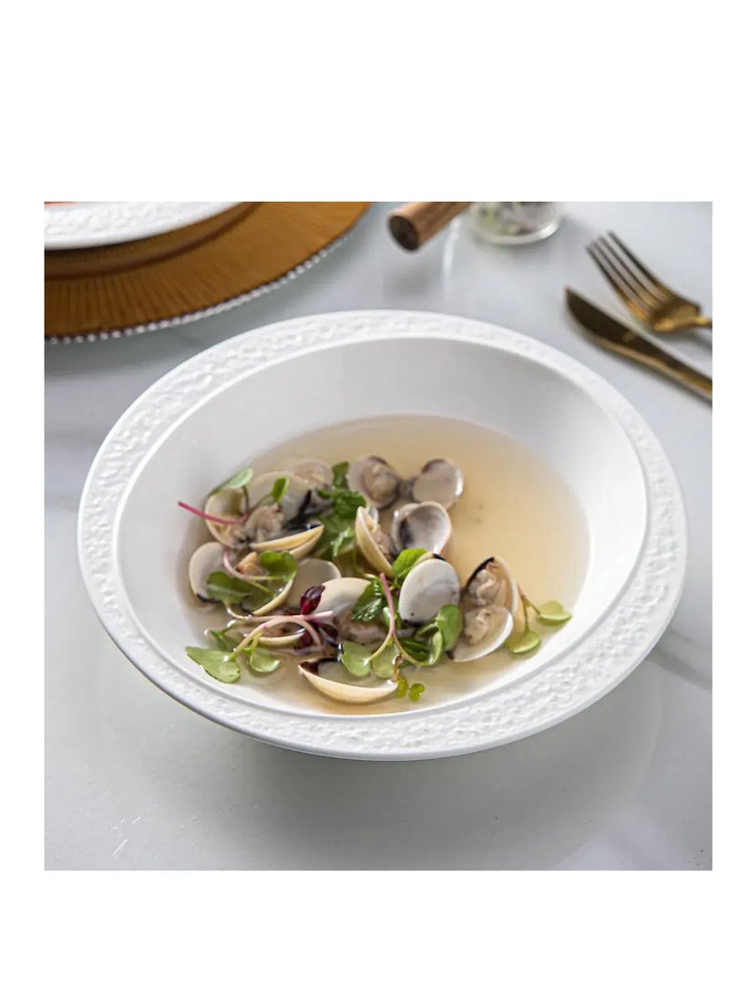 MAAC Home  Cloud White Soup Plates Elegant Durable and Classic design Perfect for Family Everyday Use, and Family Get- Together, Restaurant, Banquet and More (Set of 1, 8.75