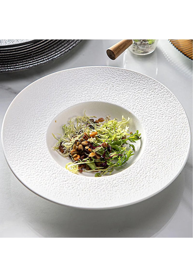 Qbebe MAAC Home  Everyday White Pasta Dish Elegant Durable and Classic design Perfect for Family Everyday Use, and Family Get- Together, Restaurant, Banquet and More (Set of 2)