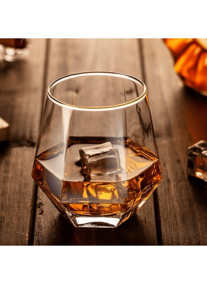 MAAC Home  Elegant Hexagon Glass Cup with Gold Rim Elegant Durable and Classic design Perfect for Family Everyday Use, and Family Get- Together, Restaurant, Banquet and More (1)