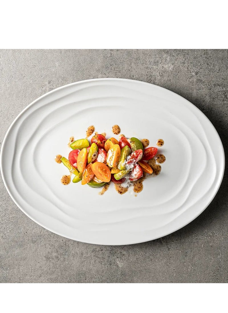 MAAC Home  Clean White Oval Shaped Plate Elegant Durable and Classic design Perfect for Family Everyday Use, and Family Get- Together, Restaurant, Banquet and More (Set of 2, 13.5