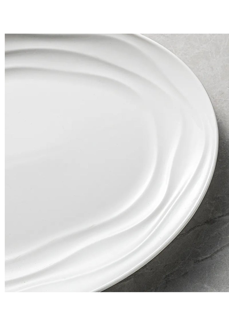 MAAC Home  Clean White Oval Shaped Plate Elegant Durable and Classic design Perfect for Family Everyday Use, and Family Get- Together, Restaurant, Banquet and More (Set of 2, 13.5