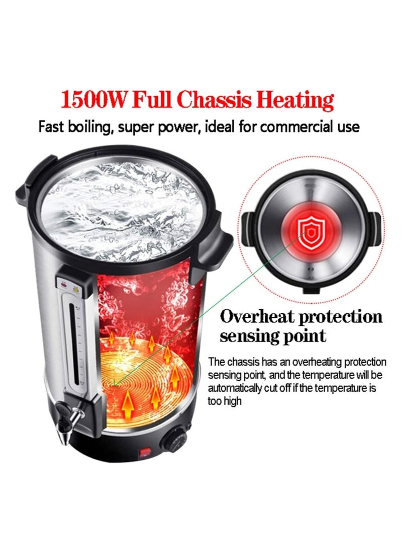 14L Commercial Hot Water Urn Dispenser - Double Wall Stainless Steel Insulated Beverage Pot for Office, Coffee Catering, Parties, and Milk Tea Shops - Ideal for Chocolate and Hot Beverages