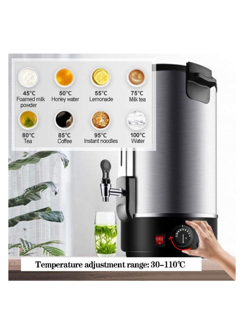 14L Commercial Hot Water Urn Dispenser - Double Wall Stainless Steel Insulated Beverage Pot for Office, Coffee Catering, Parties, and Milk Tea Shops - Ideal for Chocolate and Hot Beverages