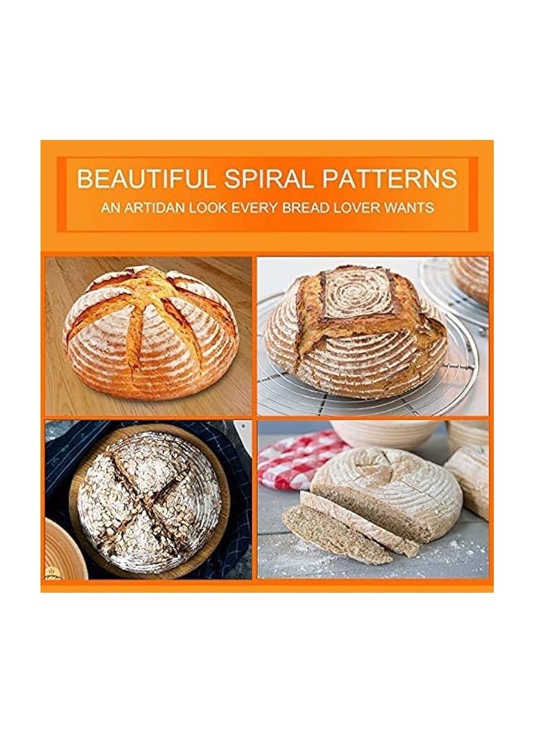 2 Pack 10 inch Banneton Proofing Basket Set, Sourdough Bread Proofing Basket Baking Dough Bowl with Cloth Liner for Home