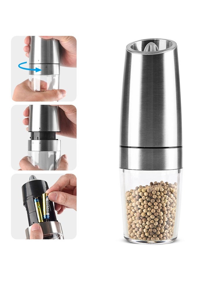 Electric Salt And Pepper Grinder Set, Spice Grinder, Adjustable Coarseness, Battery Operated, With LED Light, One-Hand Automatic Operation, Kitchen Stuff, Gifts