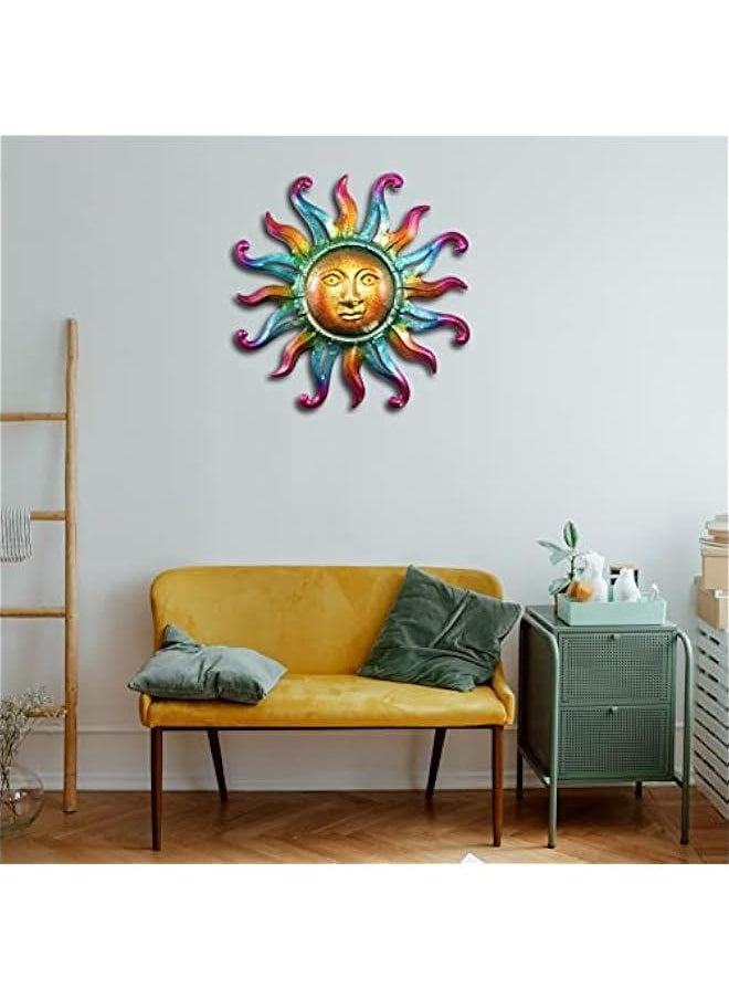 Metal Sun Wall Decor Outdoor Sunface Yard Art Porch Door Patio Garden Home Indoor Sculpture Decorations, 12 inch -A