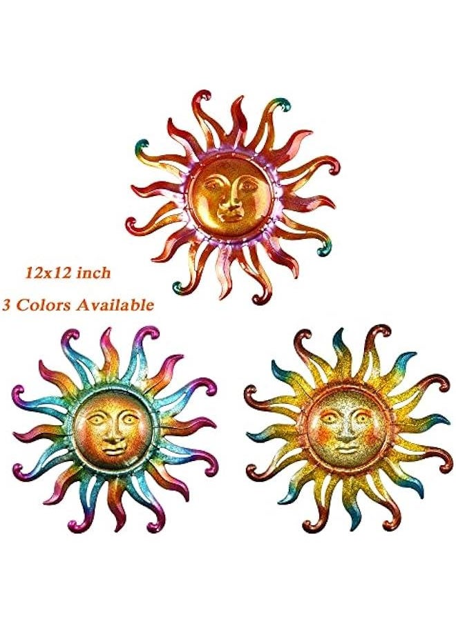 Metal Sun Wall Decor Outdoor Sunface Yard Art Porch Door Patio Garden Home Indoor Sculpture Decorations, 12 inch -A