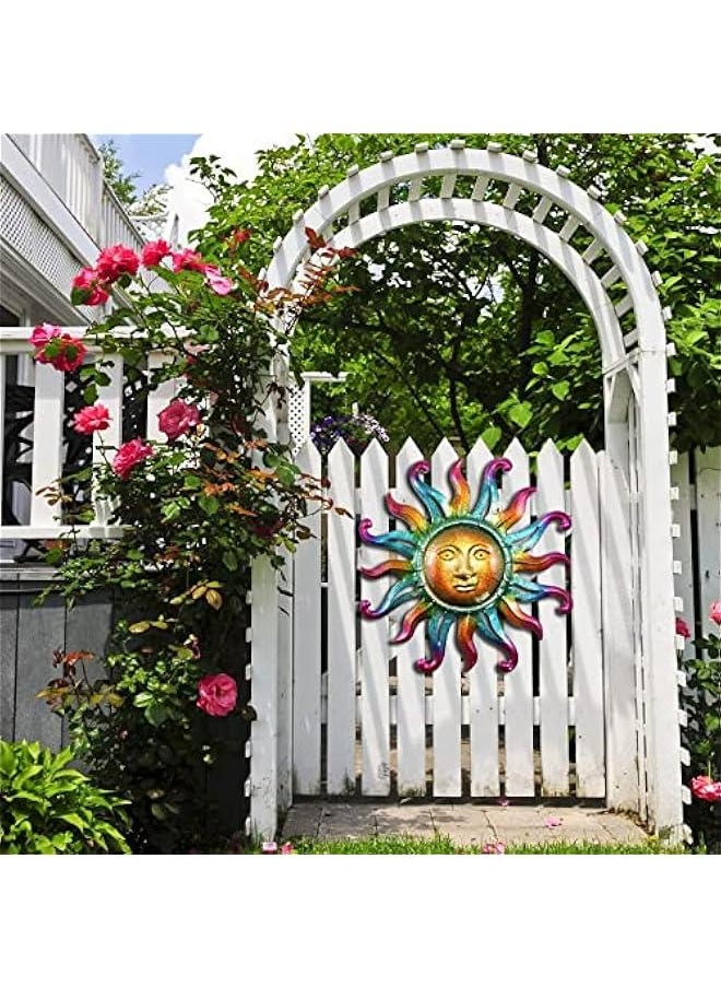 Metal Sun Wall Decor Outdoor Sunface Yard Art Porch Door Patio Garden Home Indoor Sculpture Decorations, 12 inch -A