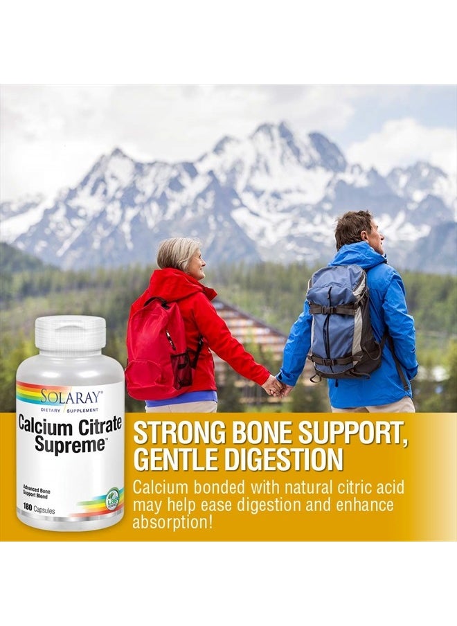 Solaray Calcium Citrate Supreme 800mg Advanced Bone Support Blend | Gentle Digestion Formula | 30 Servings | 180 VegCaps