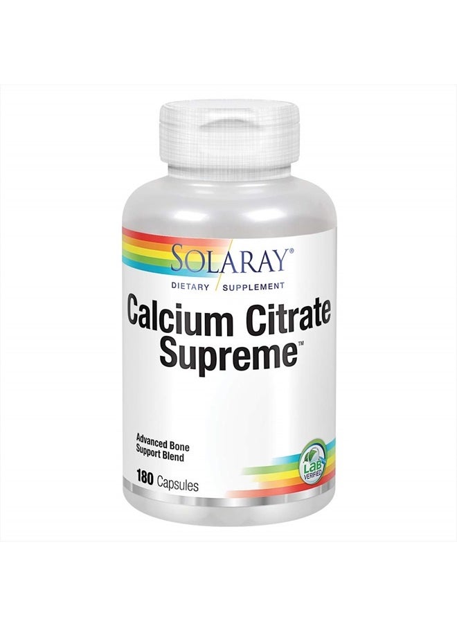 Solaray Calcium Citrate Supreme 800mg Advanced Bone Support Blend | Gentle Digestion Formula | 30 Servings | 180 VegCaps