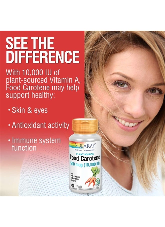 Food Carotene, Vitamin A 10000 IU | Healthy Skin, Eyes, Antioxidant & Immune Support (200 CT)