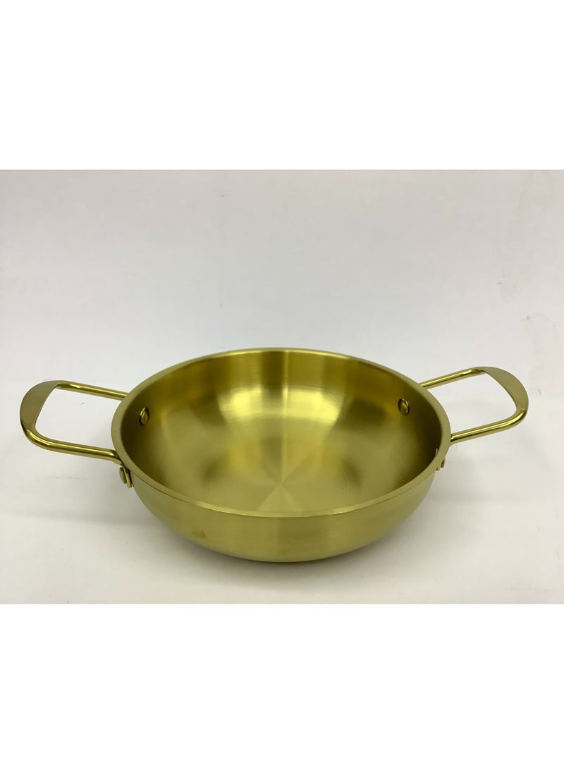 Golden Pan with 2 Side Handle - Kadai (19cm Diam x  6cm Depth, 21cm Diam x  6cm Depth, 23cm Diam x  6cm Depth) - Set of 3 Pieces