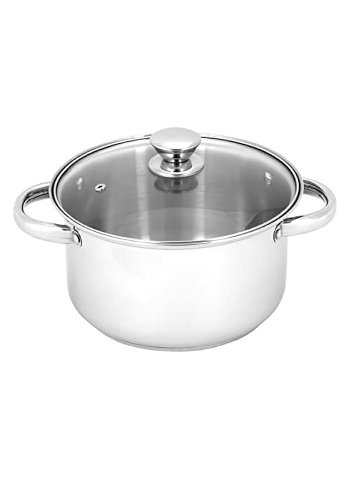 20cm Massilia Stainless Steel Stockpot with Glass Lid- RF11592 Perfect for Simmering, Boiling, Steaming, Etc