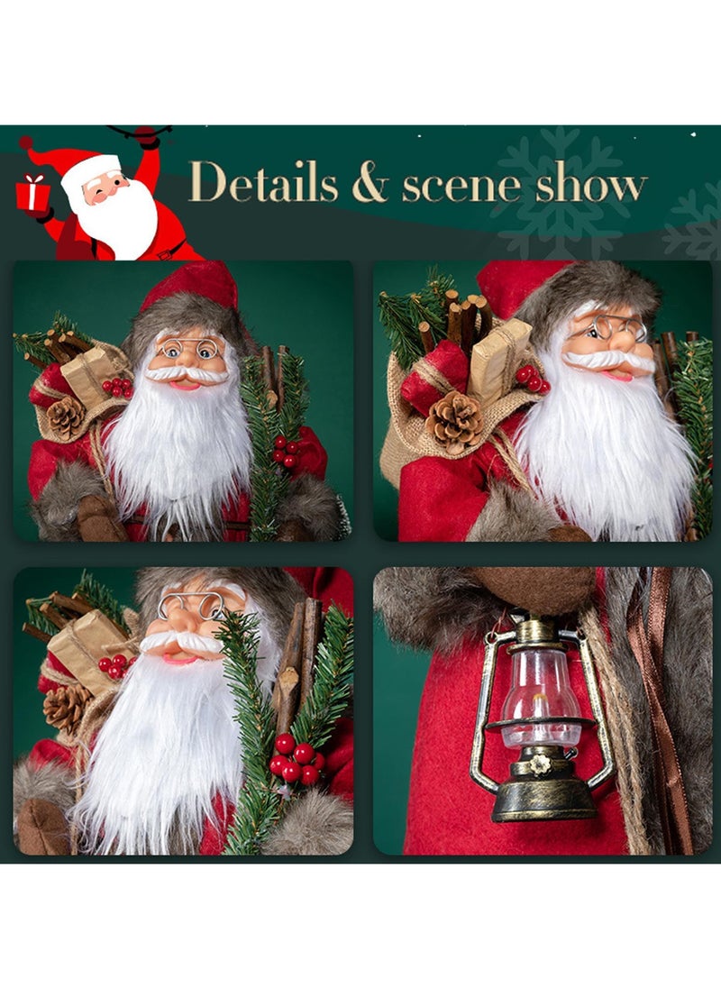 Christmas Santa Figurines,Hand Crafted Traditional Santa Claus Doll Chritsmas Decoration for Home Office Table Xmas Party Ornament Gift