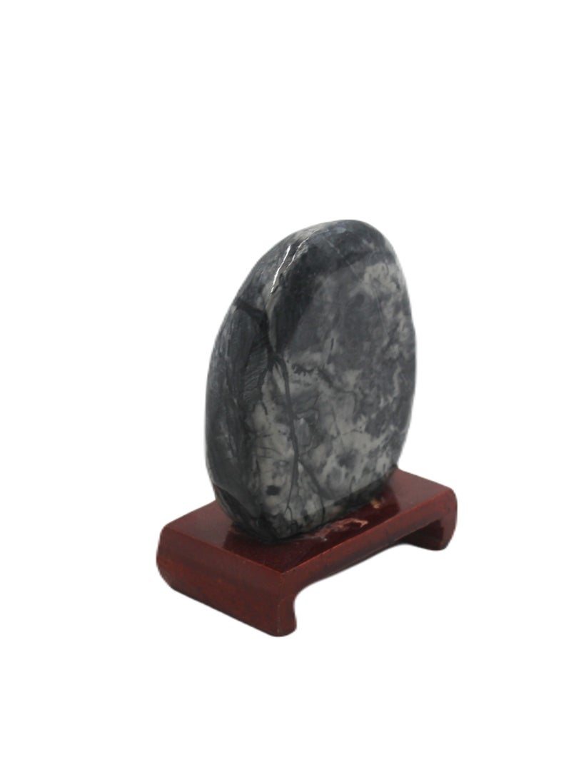 Natural Dumortierite Stone With Wooden Base 10 X 7 CM