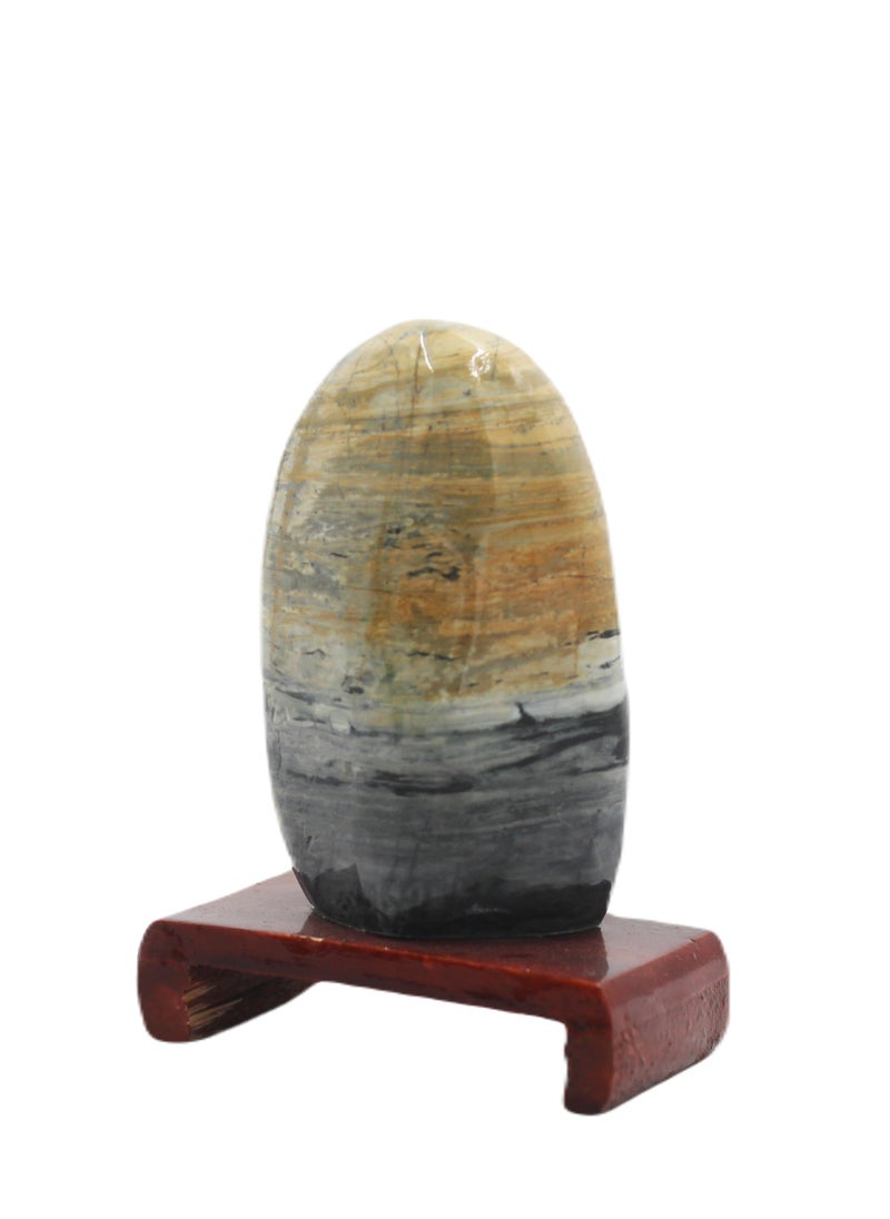 Natural Stone Dumortierite Stone With Wooden Base 10 X 7 CM