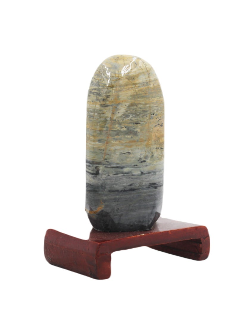 Natural Stone Dumortierite Stone With Wooden Base 10 X 7 CM