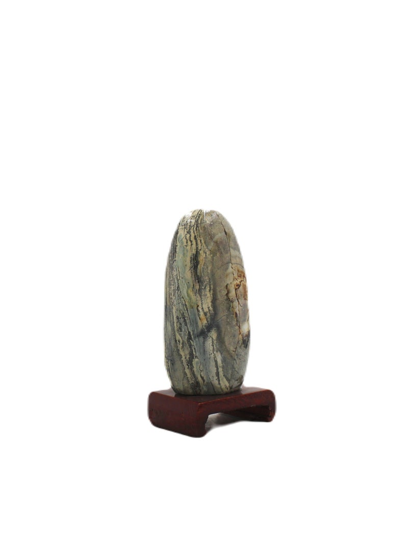 Natural Dumortierite Stone With Wooden Base 10 X 7 CM