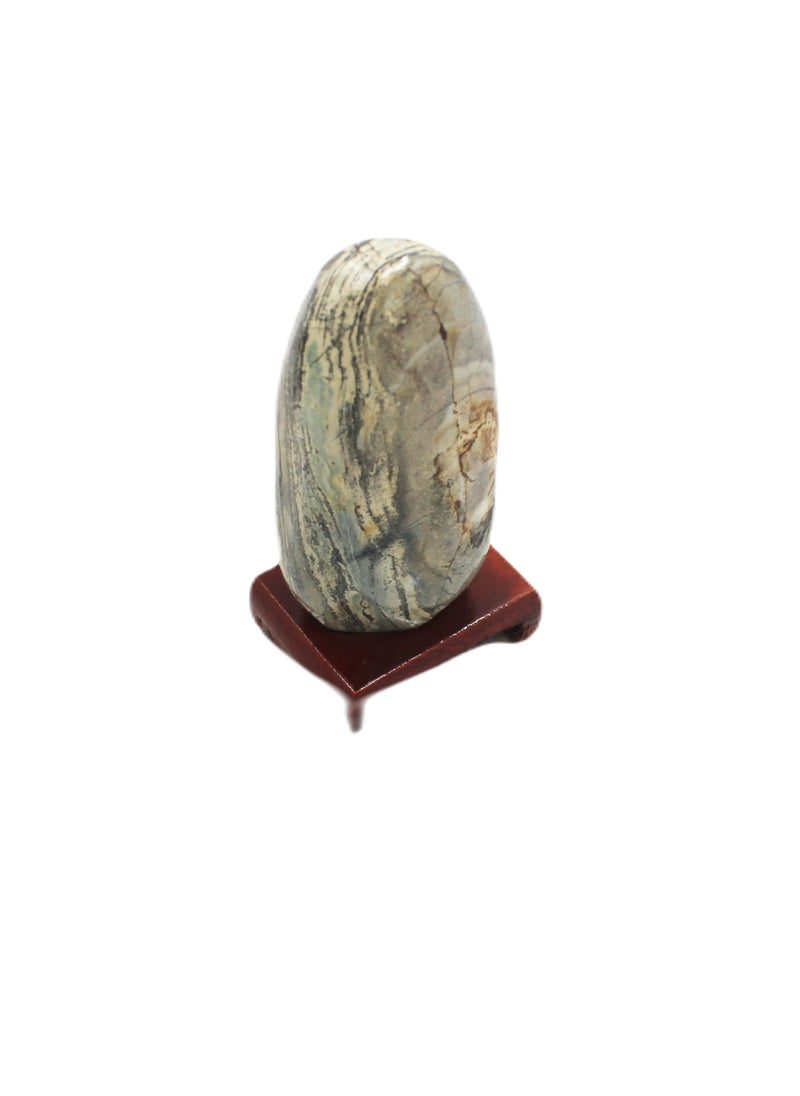 Natural Dumortierite Stone With Wooden Base 10 X 7 CM