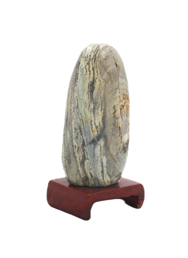 Natural Dumortierite Stone With Wooden Base 10 X 7 CM