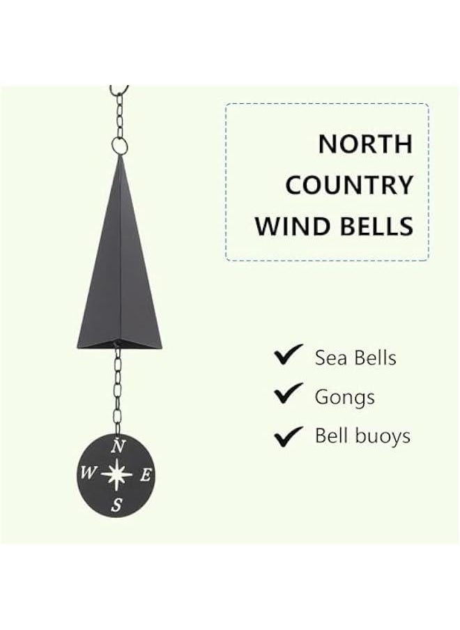 North Country Boothbay Harbor 3-Tone Wind Bell Chimes, Retro Design Iron Triangle Wind Bell with Compass, Creative Gifts Wind for Indoor Outdoor Wall Ornament Home Porch Patio Garden Hanging Decor