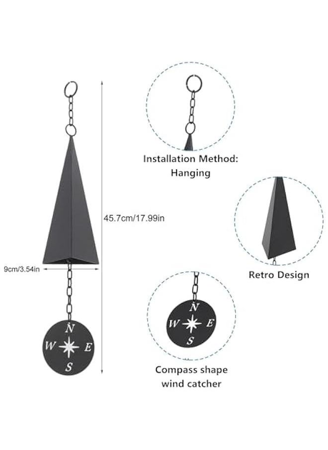 North Country Boothbay Harbor 3-Tone Wind Bell Chimes, Retro Design Iron Triangle Wind Bell with Compass, Creative Gifts Wind for Indoor Outdoor Wall Ornament Home Porch Patio Garden Hanging Decor
