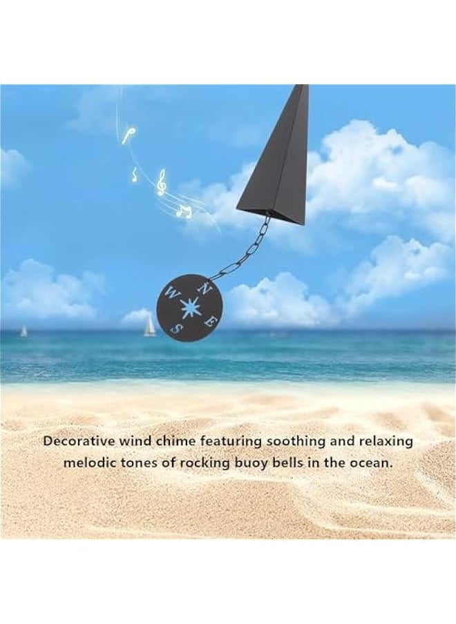 North Country Boothbay Harbor 3-Tone Wind Bell Chimes, Retro Design Iron Triangle Wind Bell with Compass, Creative Gifts Wind for Indoor Outdoor Wall Ornament Home Porch Patio Garden Hanging Decor
